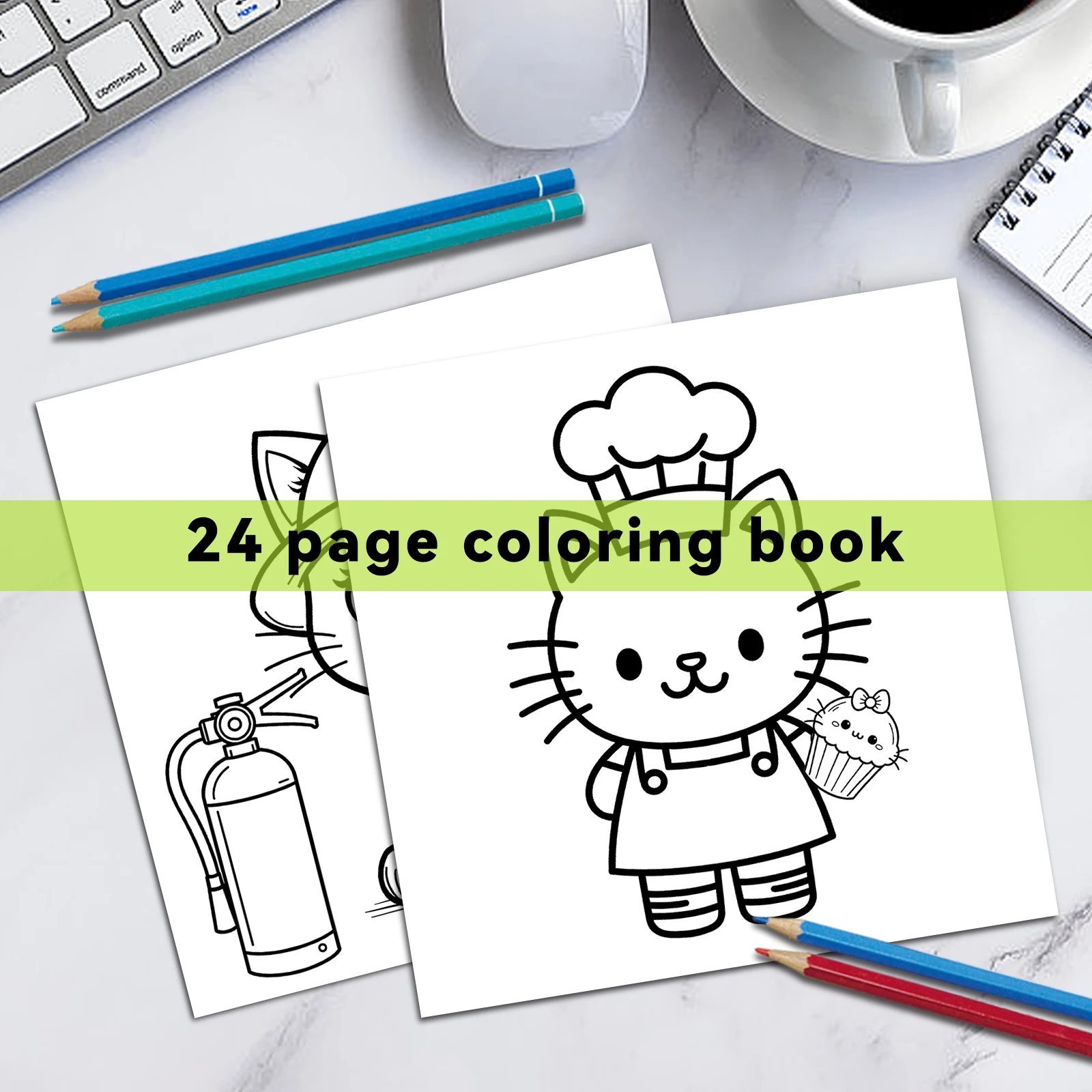 CUTE CAT Bold-easy Coloring Book for Adults Picture Book 24 Page Cute Drawing Books Perfect Gift for Party and Birthday 6