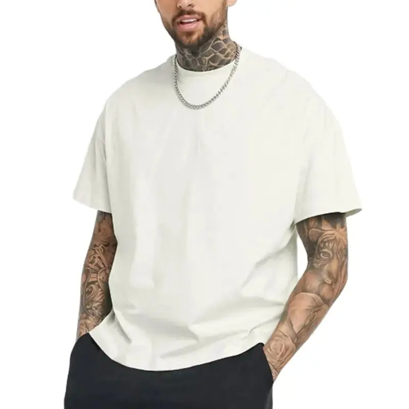 

230Gsm Summer New 100% Cotton White Solid T Shirt Men Oversized Causal O-neck Basic T-shirt Male High Quality Classical