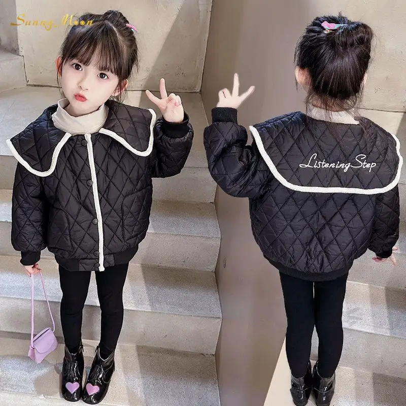 

Fashion Baby Girl Autumn Winter Navy Collar Infant Toddler Child Casual Single Breasted Small Fragrant Wind Cotton Clothes 1-12Y