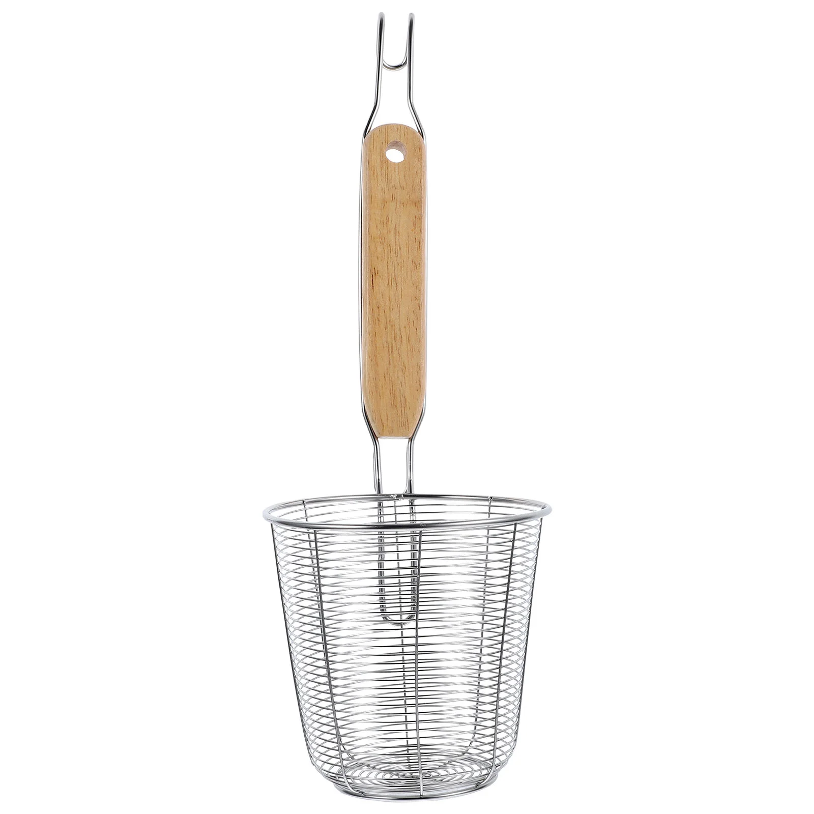 

Upkoch Pasta Basket Stainless Steel Mesh Spider Wooden Handle Food Dumpling Noodle Strainer