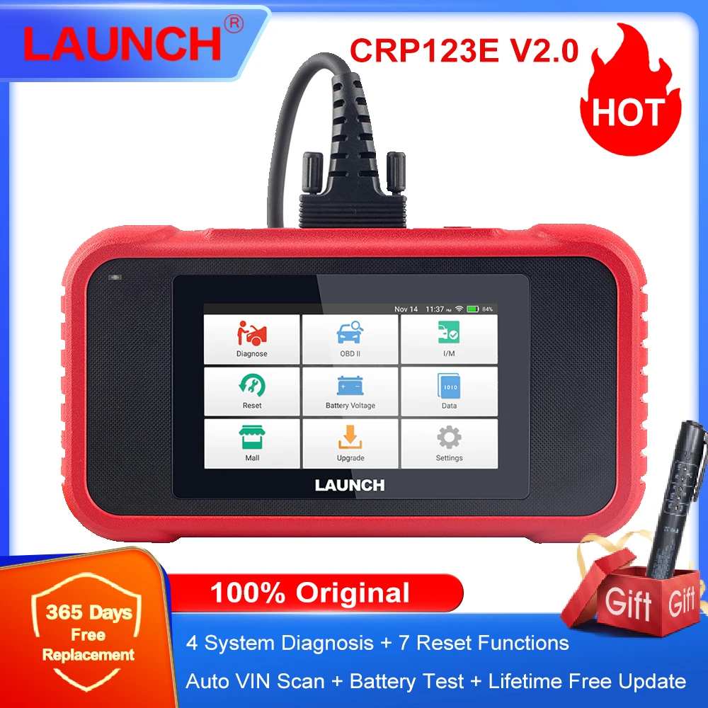 Диагностический инструмент LAUNCH X431 CRP123E V2.0 4 система ABS SRS ENG AT 7 сбрасывает полный набор функций OBD2 тестирование батареи бессрочное бесплатное обновление