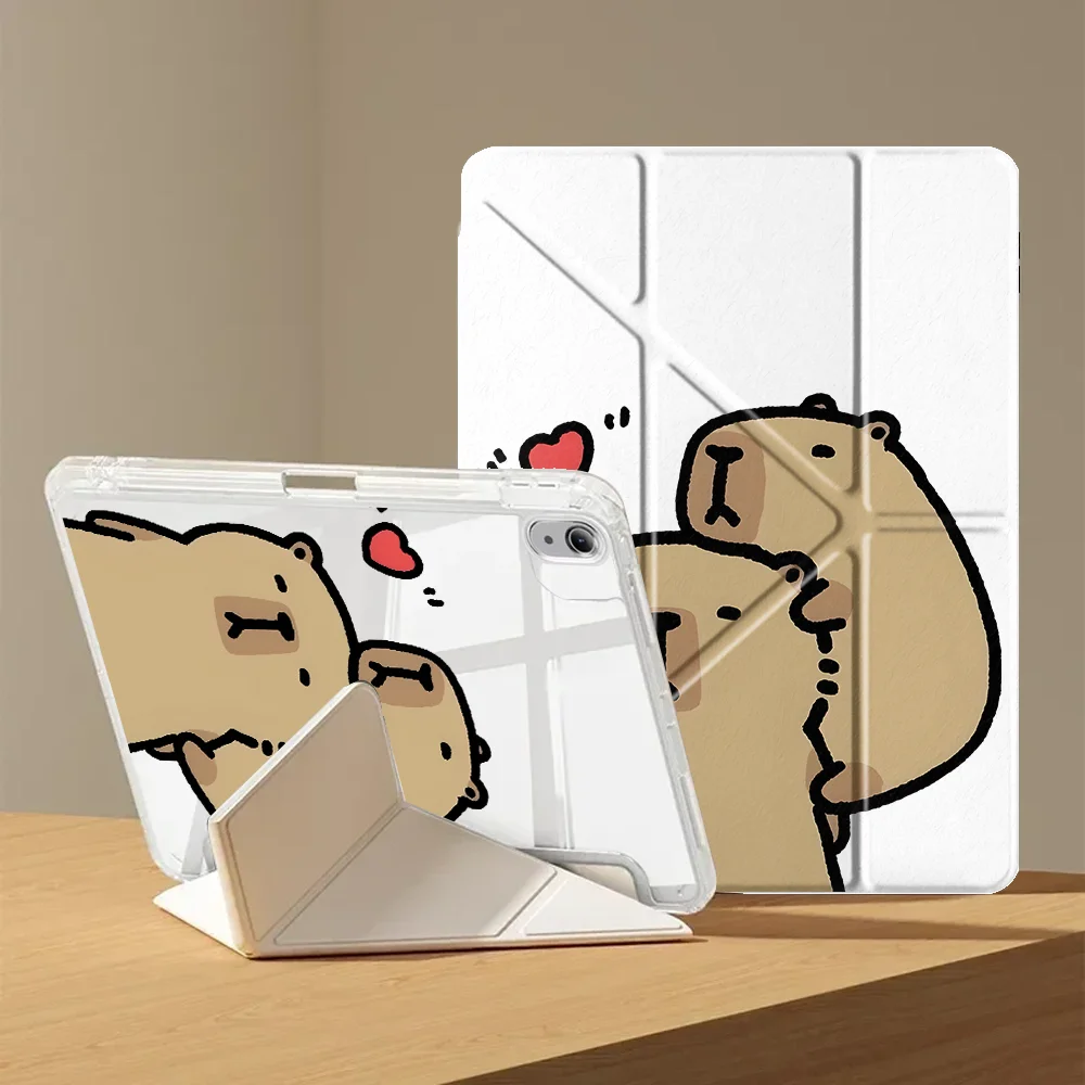 Cartoon C-Capybara Tablet Case with Pen Slot Cover