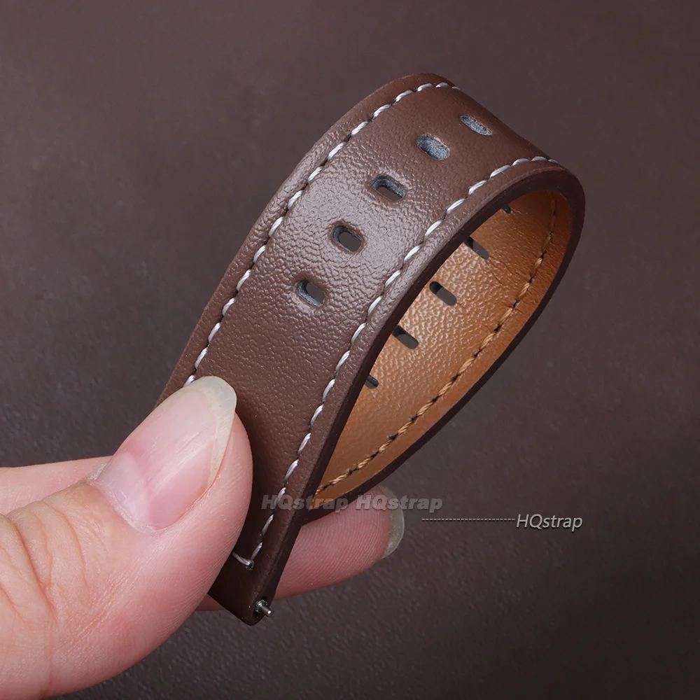 Elegant Genuine Leather Watch Strap Bracelet with Quick Release - Universal Wristband