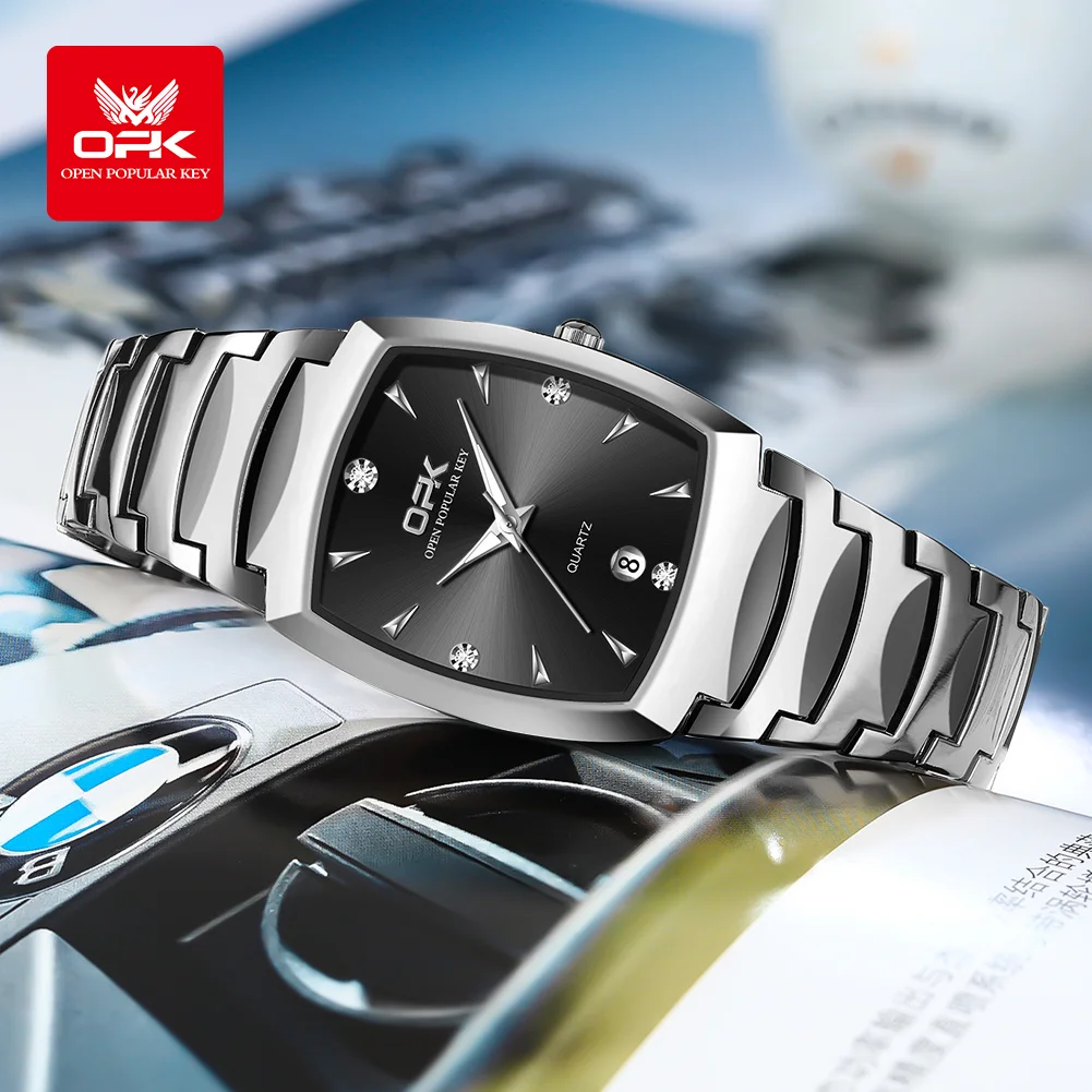 OPK brand steel strip calendar three-pin men's quartz watch 8112 3