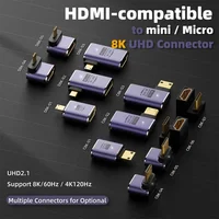 HDMI-Compatible Adapter 90 270 Degree Right Angle Male To Female Converter 8K HD Connector Mini / Micro HDMI-compatible Extender - Image 2