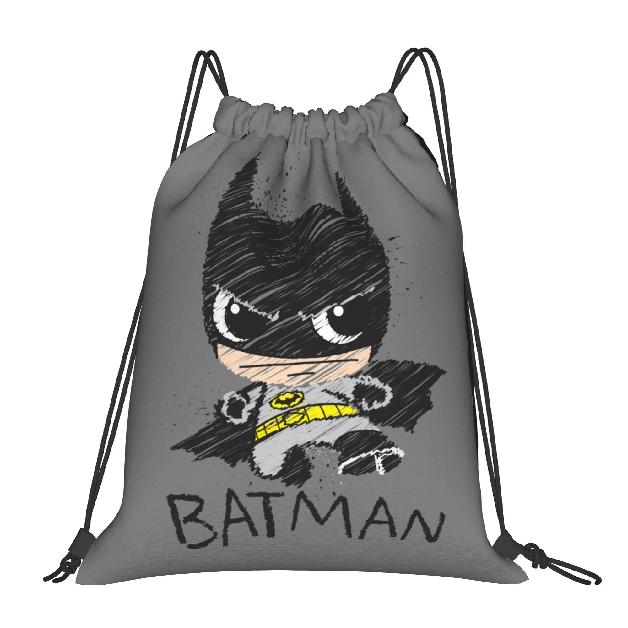 Iconic Batman Logo Drawstring Backpack - Water-Resistant Gym and Travel Sackpack