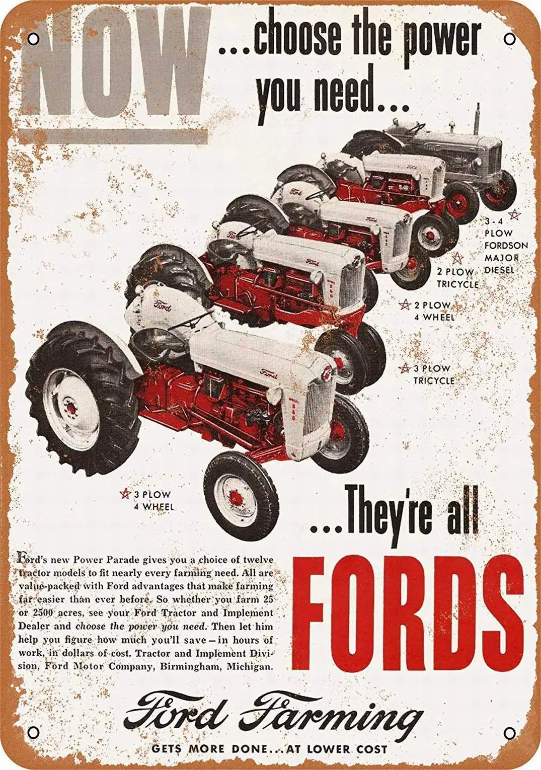 

LoMall 8x12 Metal Sign - Ford Farming Tractors - Vintage Retro Wall Decor Art
