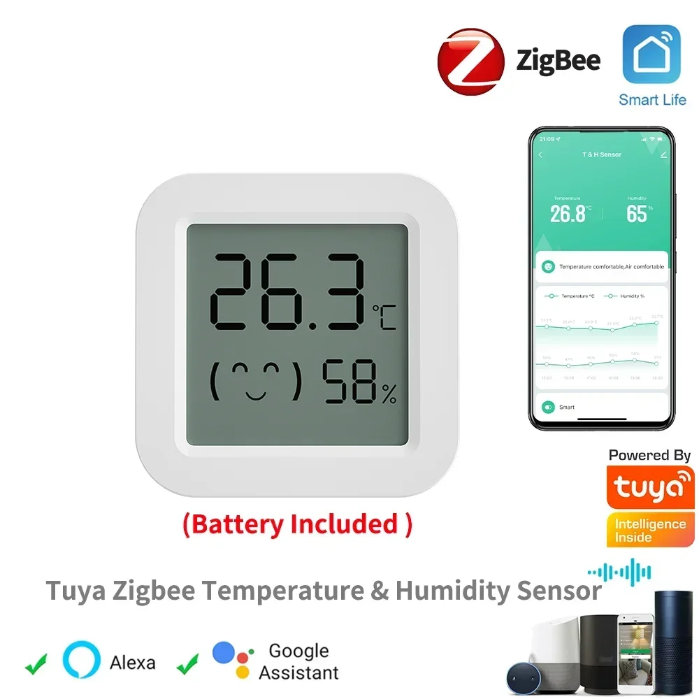 Temperature Humidity Sensor Tuya Zigbee Temperature Humidity Sensor Mini LCD Digital Display SmartLife APP Remote Monitoring Indoor Thermometer Hygrometer