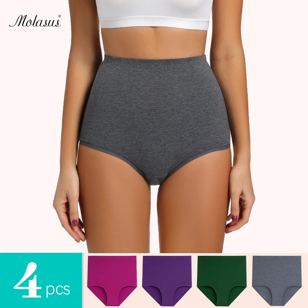 

Molasus Women Cotton Panties Soft Super High Waisted Briefs Full Coverage Postpartum C Section Recovery Underwear Set Large Size