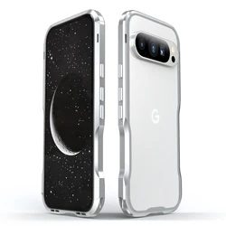 Luxury Frosted Metal Blade Phone Case with Shockproof Bumper and Lens Protection - Google pixel 8PRO (Silver)