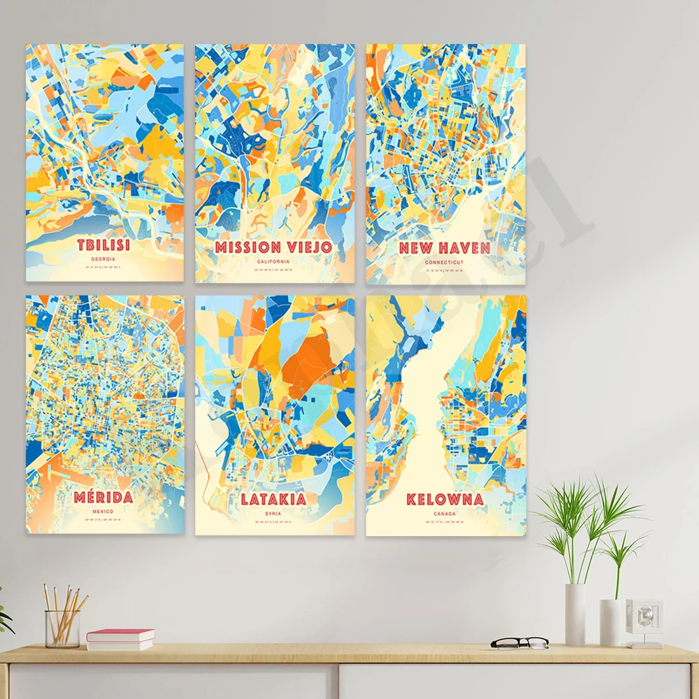 Bagnia Kelowna Lataki 179Do New Paradise Tbilisi Saanich Newton Macon. Poster Della Mappa Dei Colori Della Città