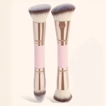 Dual Ended Foundation Blush Brush Soft Synthetic Bristles Contouring Blending Loose Powder Professional Travel Makeup Tool 1