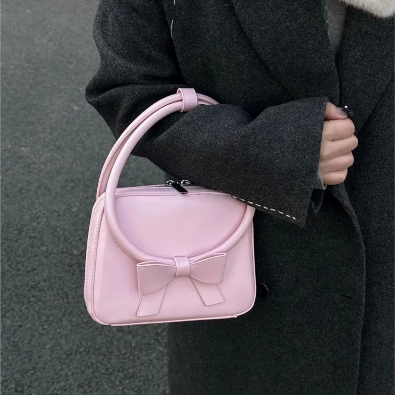 JIAERDI Harajuku Pink Y2k Hand Bag Women Sweet Cute Pu Leather Bow Messenger Bag Female Retro Kawaii Crossbody Bags Purse 2025