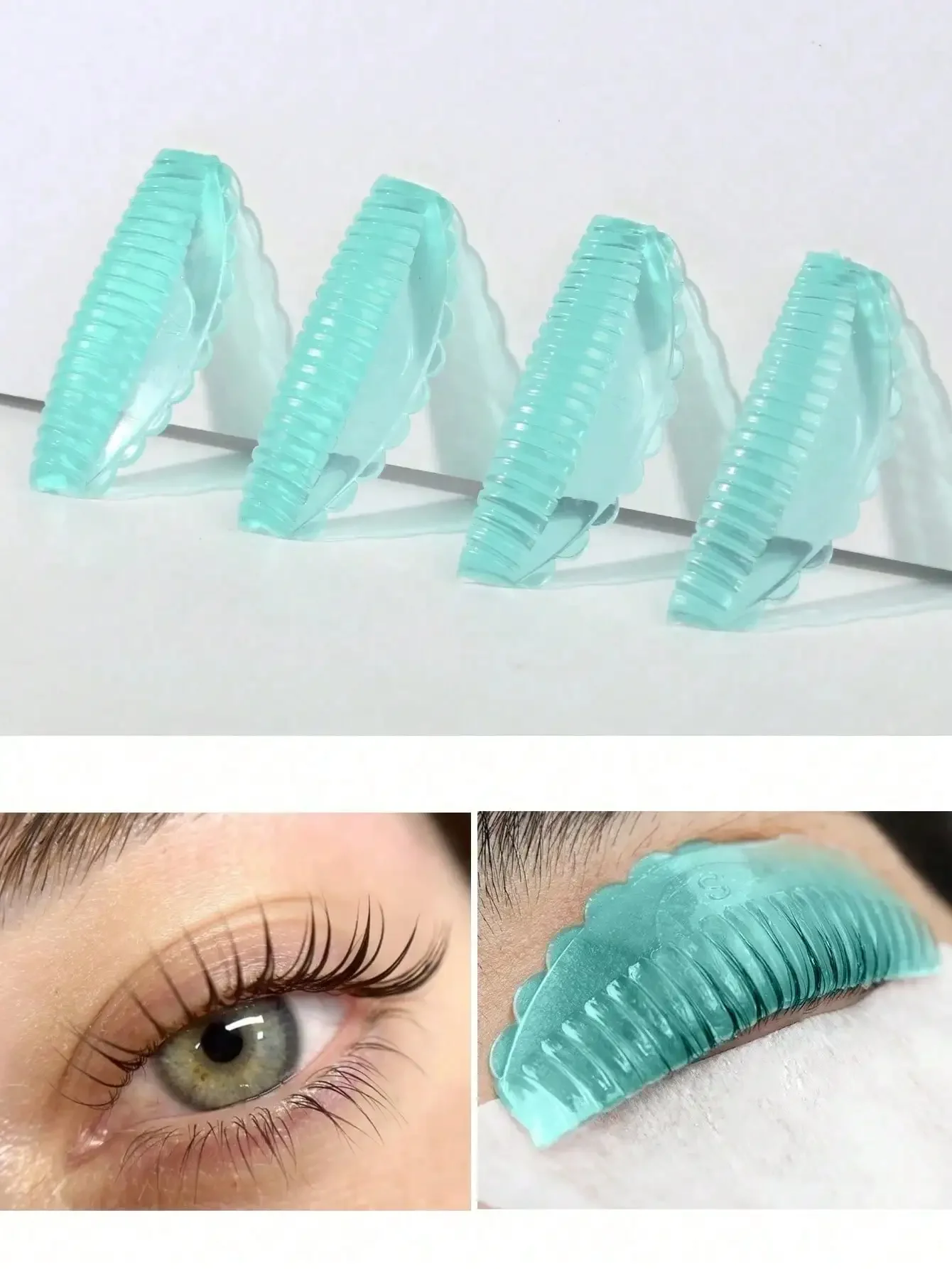 8개(4쌍) 4가지 사이즈 무료 접착제 실리콘 속눈썹 리프트 패드, 젤리형 자가 접착, 재사용 가능하고 부드러움, 다양한 속눈썹에 적합