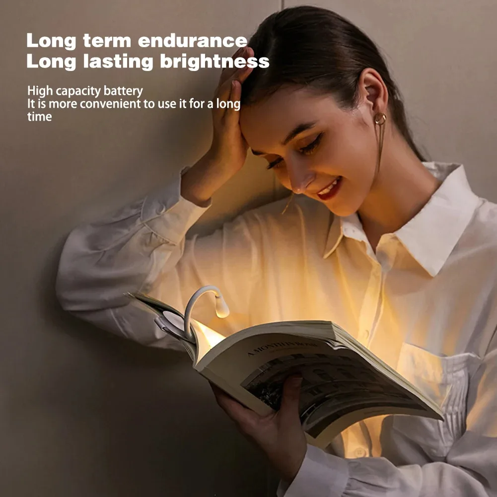Mini LED Book Light 3 Brightness Adjustable USB Rechargeable Clip-On Study Reading Lamp For Travel Bedroom Dormitory Reading_voghion.com