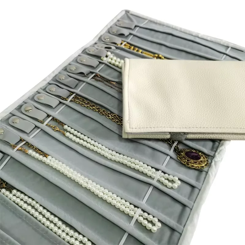 Elegant PU Leather Jewelry Storage Roll - Multiple Color Options