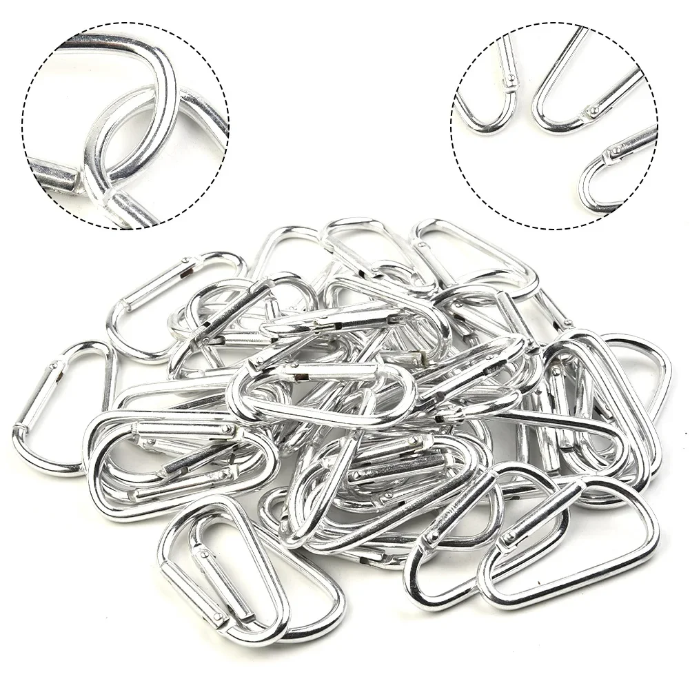 Description Picture 5 of item50/100 Pcs Silver Black Aluminum Carabiner Spring Belt Clip Key Chain Buckles Outdoor Sports Climbing Accessories