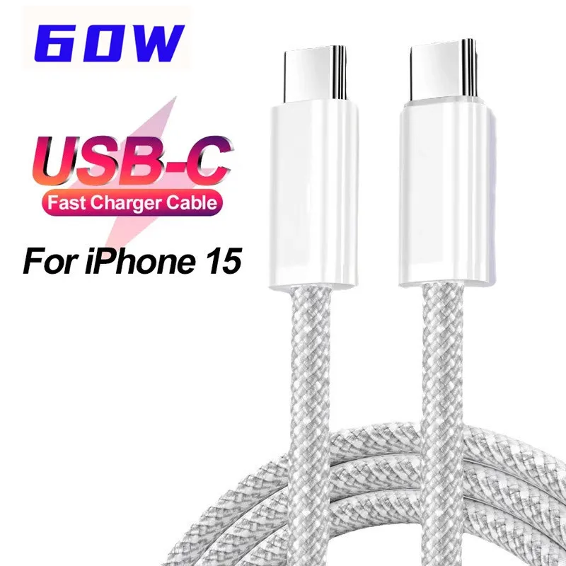 

10 шт. оригинальный зарядный кабель USB C к USB C для iPhone 15 Pro Max 15 Plus PD 60 Вт Type C кабель для быстрой зарядки тканый кабель 1 м кабель передачи данных