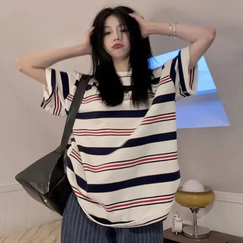 Maternity Summer Suit Short-Sleeved Fashion Summer New Shorts Casual Lazy Striped Top Short-Sleeved Shorts Two-Piece Set Yankee 4