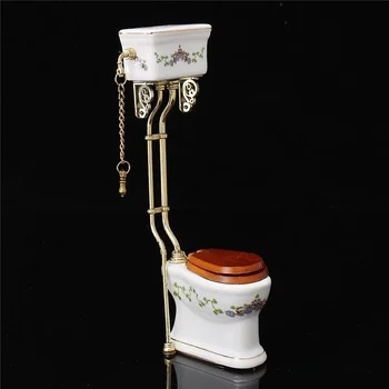 1:12 Mobili in miniatura per casa delle bambole Bagno WC Sgabello in porcellana bianca Decorazione fai da te Ornamento