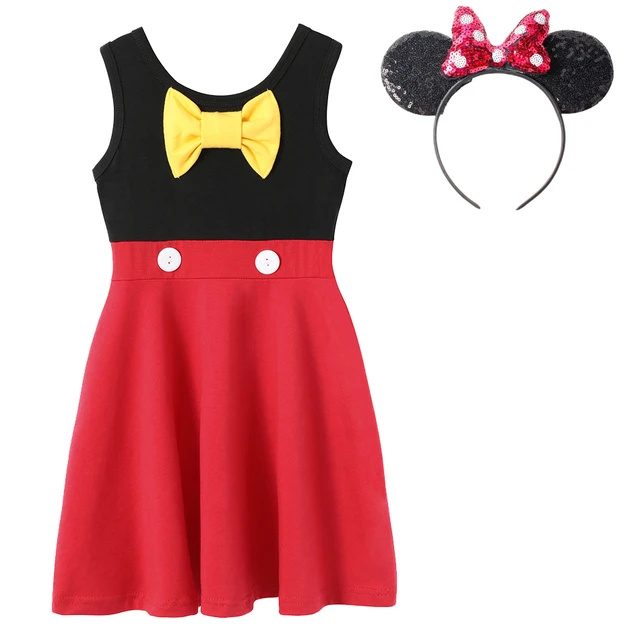 Kids Summer Casual Dress Disney Frozen Princess Elsa Anna Girls Clothes Vestido Rapunzel Snow White Moana Brithday Party Costume Mickey1439A-1