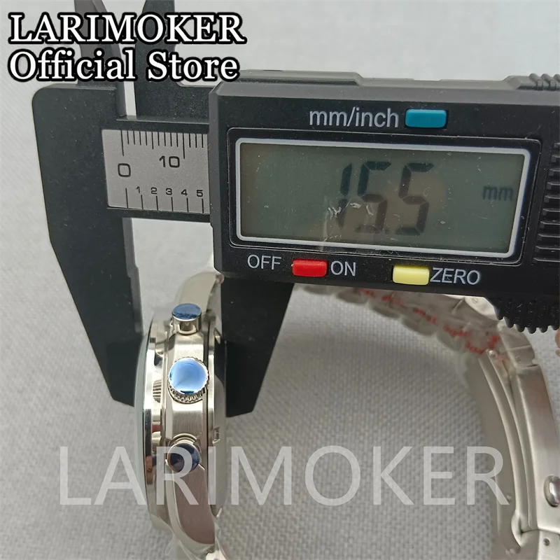 LARIMOKER 41 mm steriles silbernes Uhrengehäuse, passend für VK63 mit Chronograph-Quarzwerk – Detail 7