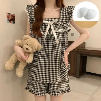 بيجامة صيفية للنساء بيجامة طقم بيجامات نسائي طقم بيجاما ملابس نوم بنطلون امرأة شورت صالة النوم الملابس الداخلية 3