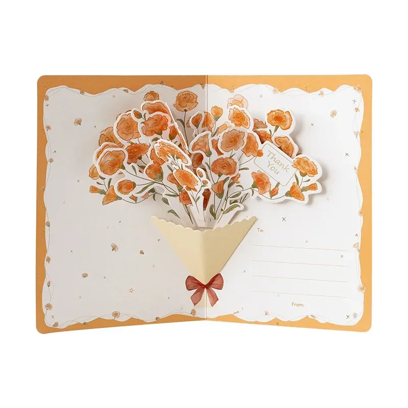 3D Pop-up Style Creative Minimalist Greeting Card Original Flower Blessing Card Happy Birthday Party Invitation Letter Gift