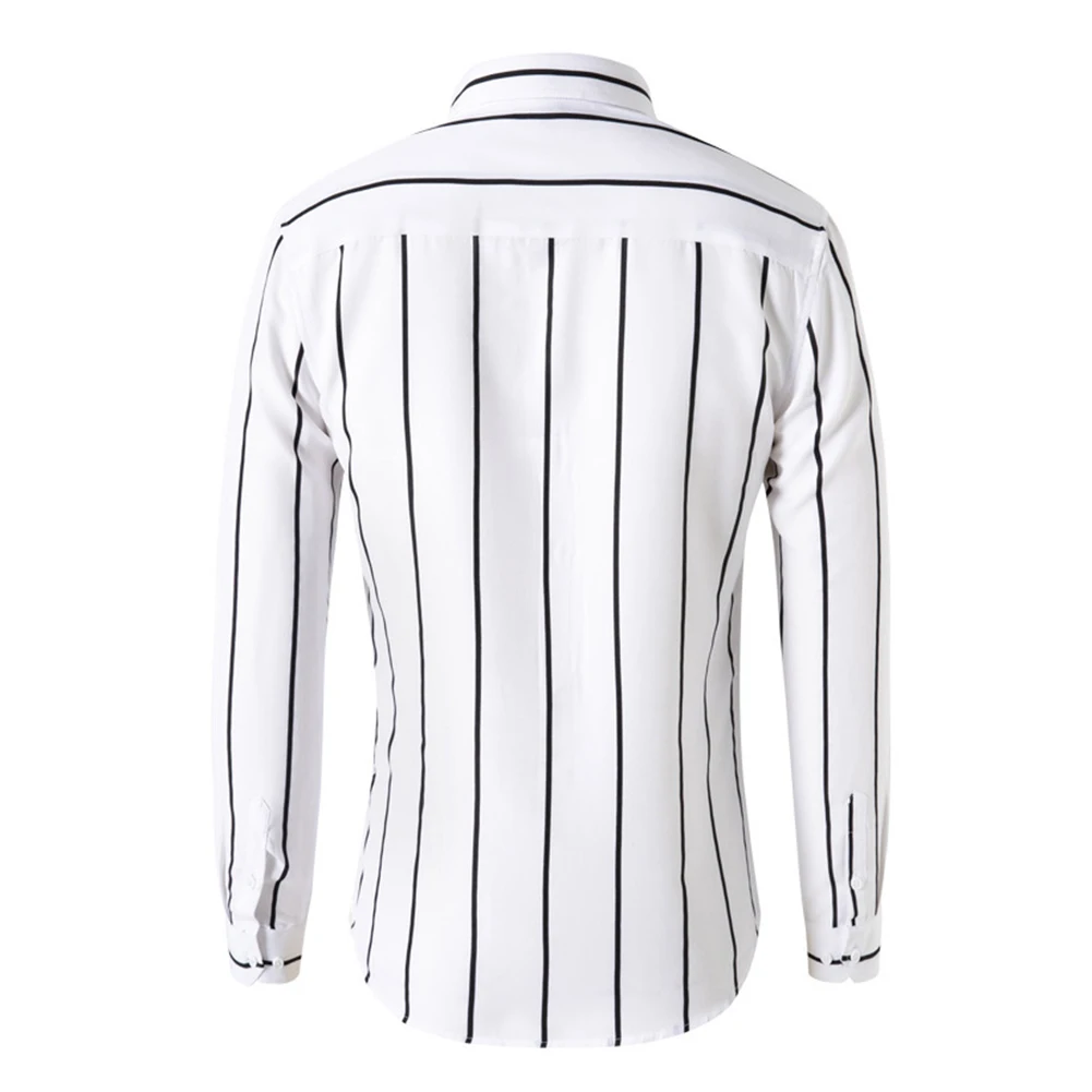 

Add a Classy Touch to your Wardrobe with this Men\\\\\\'s Striped Lapel Shirt Classic Collar and Long Sleeves Sizes S 2XL
