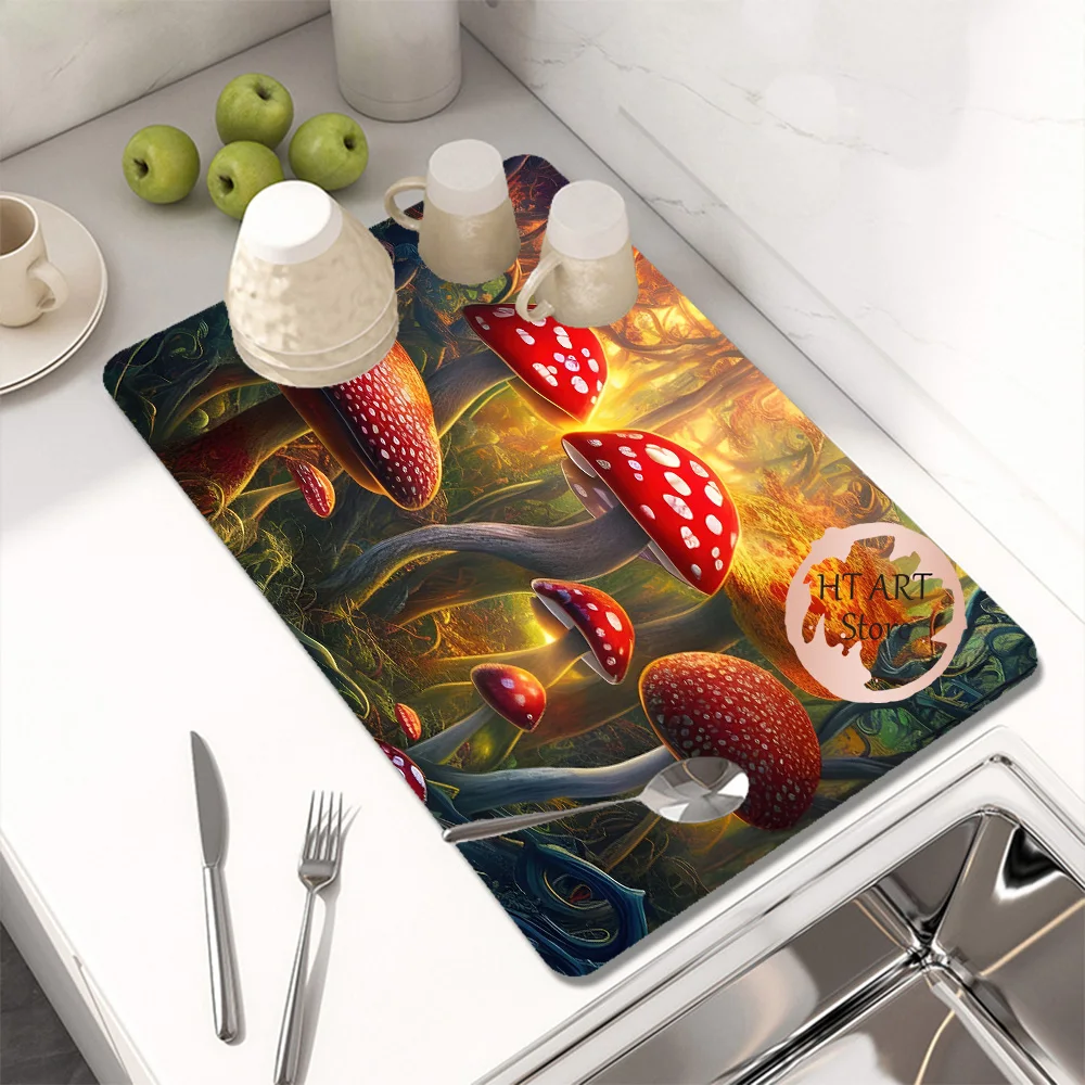 Drain Pad Rubber Dish Drying Mat Super Absorbent Drainer Mats Tableware  Bottle Kitchen Dinnerware Placemat
