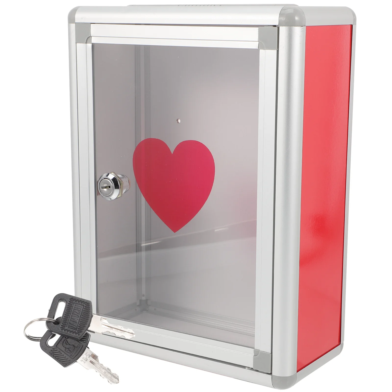 

Clear Window Mailbox with Lock Donation Boxes Container Heart-shaped Letter Post