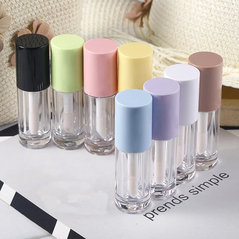6ml Empty Transparent Lipgloss Packing Containers Cosmetic Lip Glaze Tubes Lip Gloss Refillable Bottle Yellow Pink Purple Caps for honor pad 8 3 folding transparent tpu smart leather tablet case ice pink