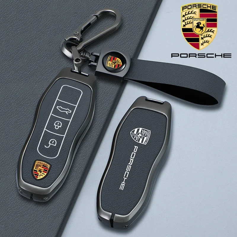 Zinc Alloy Suede Car Key Case Cover Protector Shell Fob For Porsche Macan Cayenne Panamera 718 Boxster Cayman Spyder Accessories