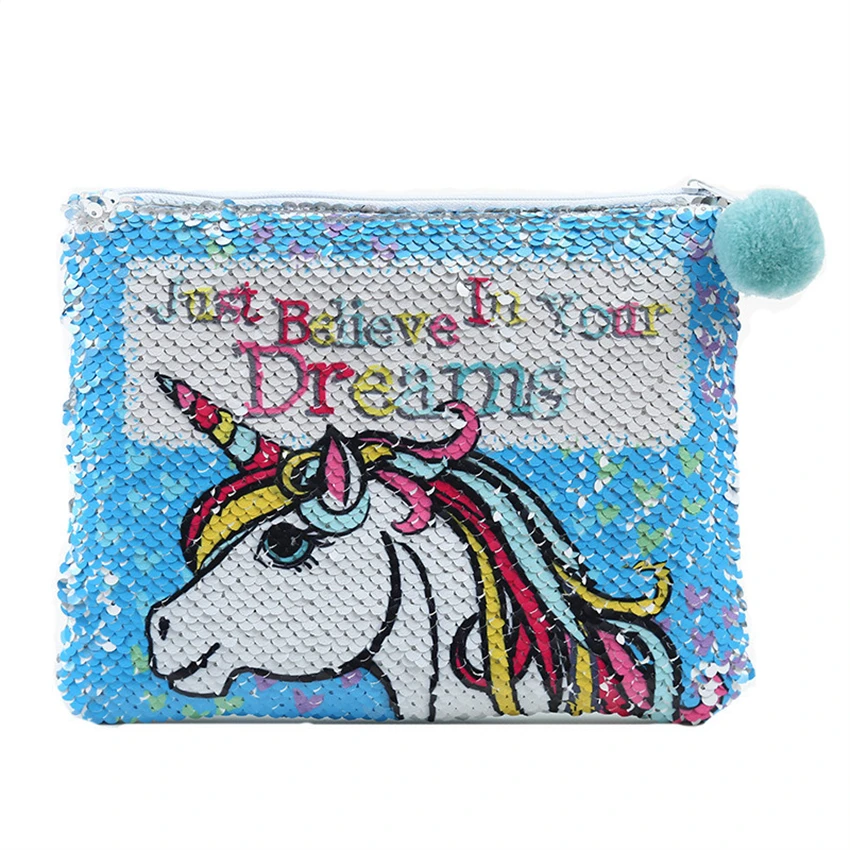 

Pencil Cases Bags Big Sequins Hairball Case Cute Material Unicorn Back To School Supplies Trousse Scolaire Flamingo Pencilcase