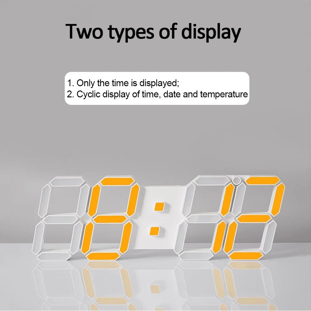 3D LED Wall Clock Large Digital Wall Clock With Remote Control Alarm Clock Time/Date/Temp Display Wall&Table Clock Modern Design
