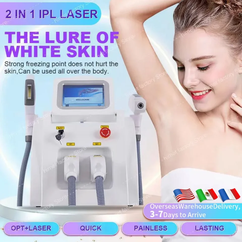 latest 2 in 1 IPL / OPT / Elight ND-YAG Laser Tattoo Removal Painless Permanent Hair Removal Beauty Machine