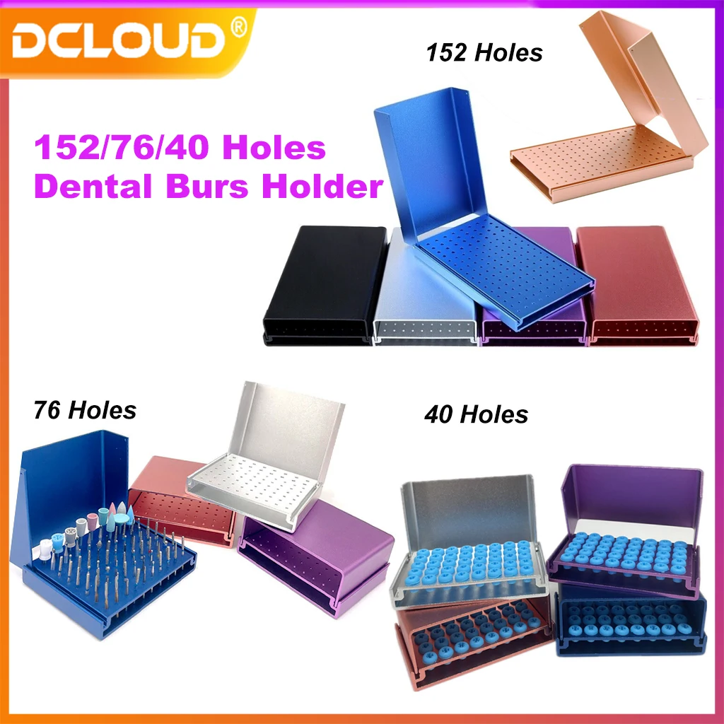 

40/76/152 Dental Holes Burs Holder Block Cleaning Stand Drill Storage Boxs FG Bur Sterilization Autoclavable Organizer materials
