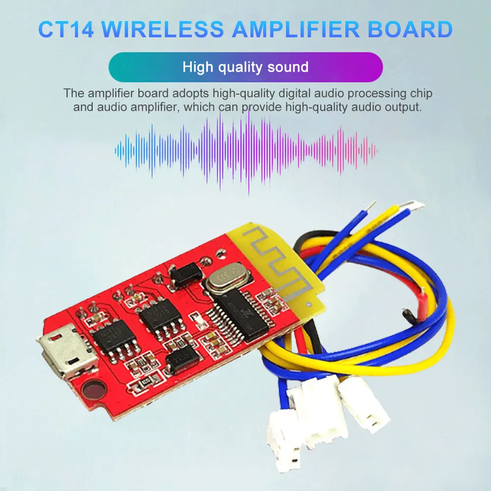 CT14 Micro 4.2 Audio Amplifier Board 5VF 5W+5W Bluetooth-Compatible Audio Amplify Board DC 3.7-5V for Refitting Idle Sound Box