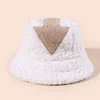 Women Appa Bucket Hat Lamb Wool Hat Winter Warm Fishing Caps Faux Fur Arrow Symbol Printed Bucket Hat for Men Tide Flat Top Hats 5