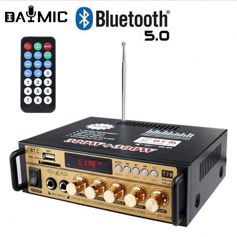 

AOSHEN 198BT Hi Fi 220V Audio Stereo FM Radio Support 12V Car Home Power Amplifier