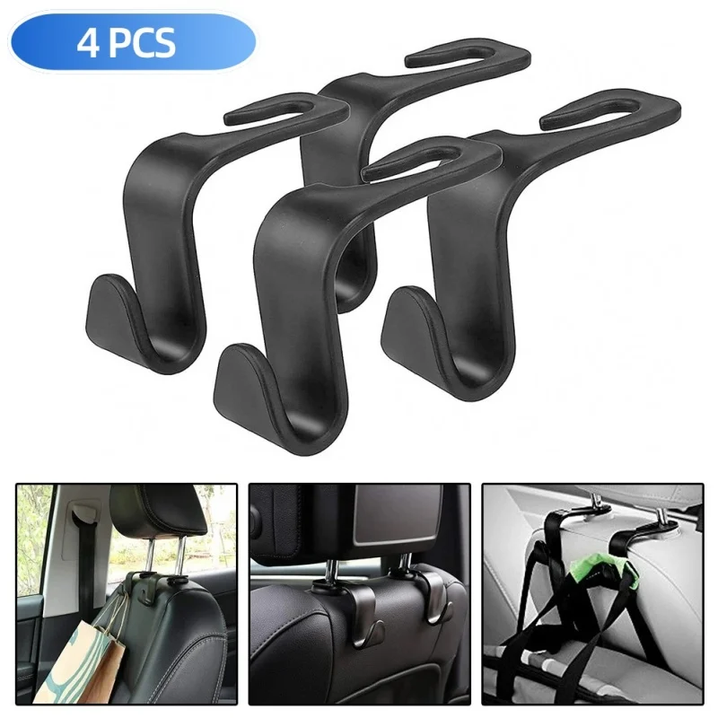 Car Headrest Hooks 2/4Pcs Car Headrest Hooks Hanger for Bags Seat Back Organizer Holder Clips Auto Fastener Hooks Car Storage Interior Accessories
