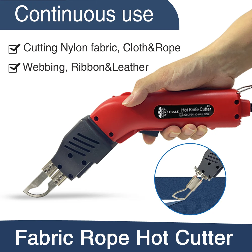 Electric Hot Knife Non-Woven Fabric Rope Cutter 80W Portable Leather Curtain Heat Cutting Tool Hot Melt Sealing Synthetic Fabric