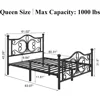 Bed Frame/Metal Platform Bed Frame with Butterfly Pattern Design Headboard and Footboard/Strong Metal Slats Support 2
