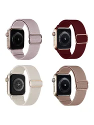 4 - Pack Stretchy Nylon Elastic Braided Watch Bands - 42 44 45 49mm (4pcs)