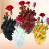 Black White Heart Shaped Vase Retro Art Flower Arrangement Home Decor Living Room Desktop Decoration Resin Crafts Nordic Vase 2