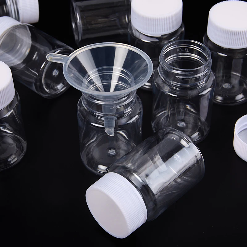 10PCS Plastic PET Clear Empty Seal Bottles Solid Powder Medicine Pill Vial Container Reagent Packing Bottle Refillable Bottle