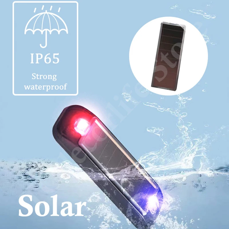 CarWarningSecurityLightSolarPoweredSimulatedDummyAlarmWireless