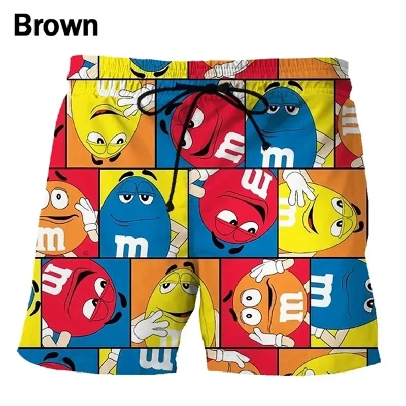 Funny M&M's Chocolate Bean Beach Shorts Men 3D Printing M&M Board Shorts Swimsuit Summer Quick Drying Shorts Sport Shorts 2
