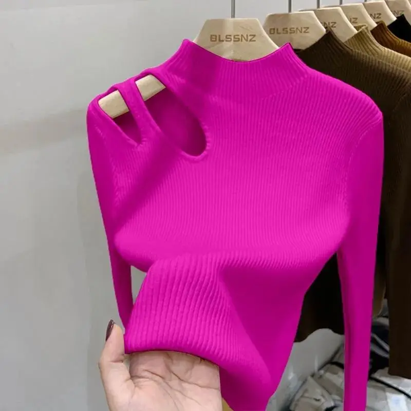 Turtleneck Knitted Sweater Women Ribbed Pullovers Autumn Winter Basic Women Sweaters Fit Soft Warm Tops - Image 3