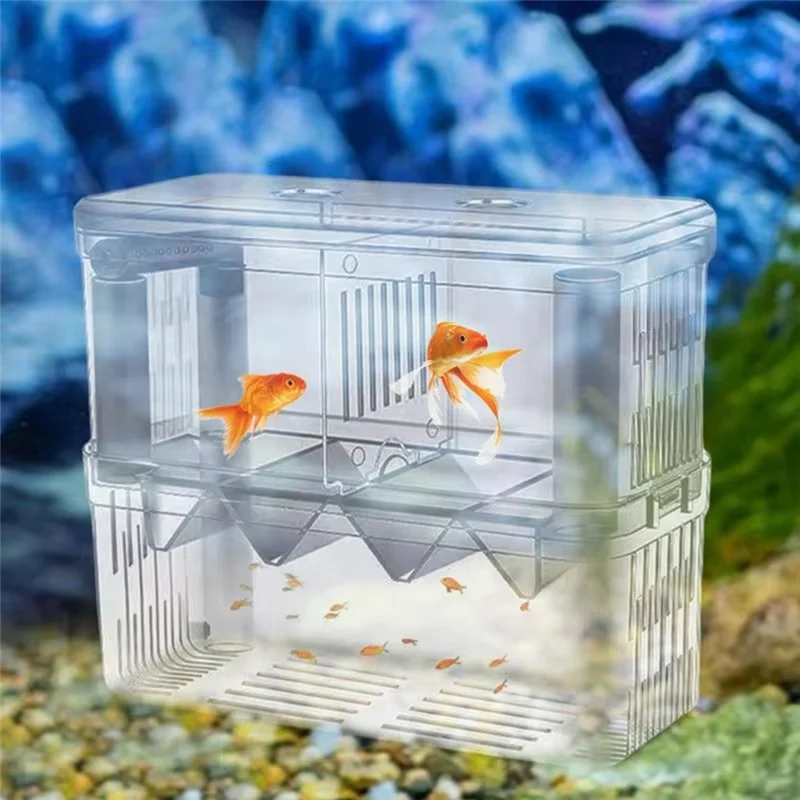 A45G-Fish Breeding Box Double-Layer Acrylic Breeding Tank Isolation Box Transparent Detachable Hatching For Guppy Shrimp